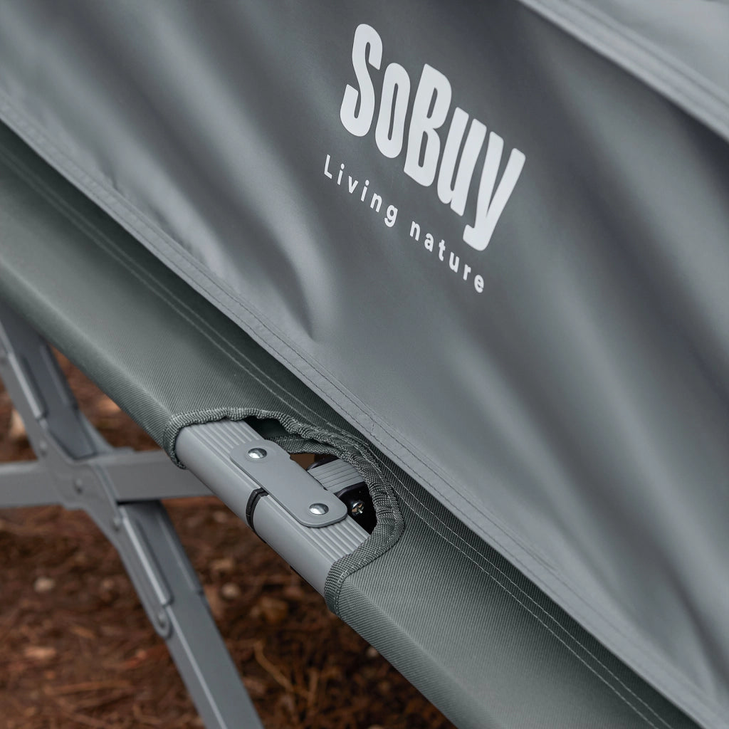 SoBuy Lettino da campeggio Brandina da campeggio Tenda da esterno con gancio per lampada e tasche porta scarpe Tenda 3 in 1 per 2 persone Pratica 193x145x188 cm OGS32-II-L-HG