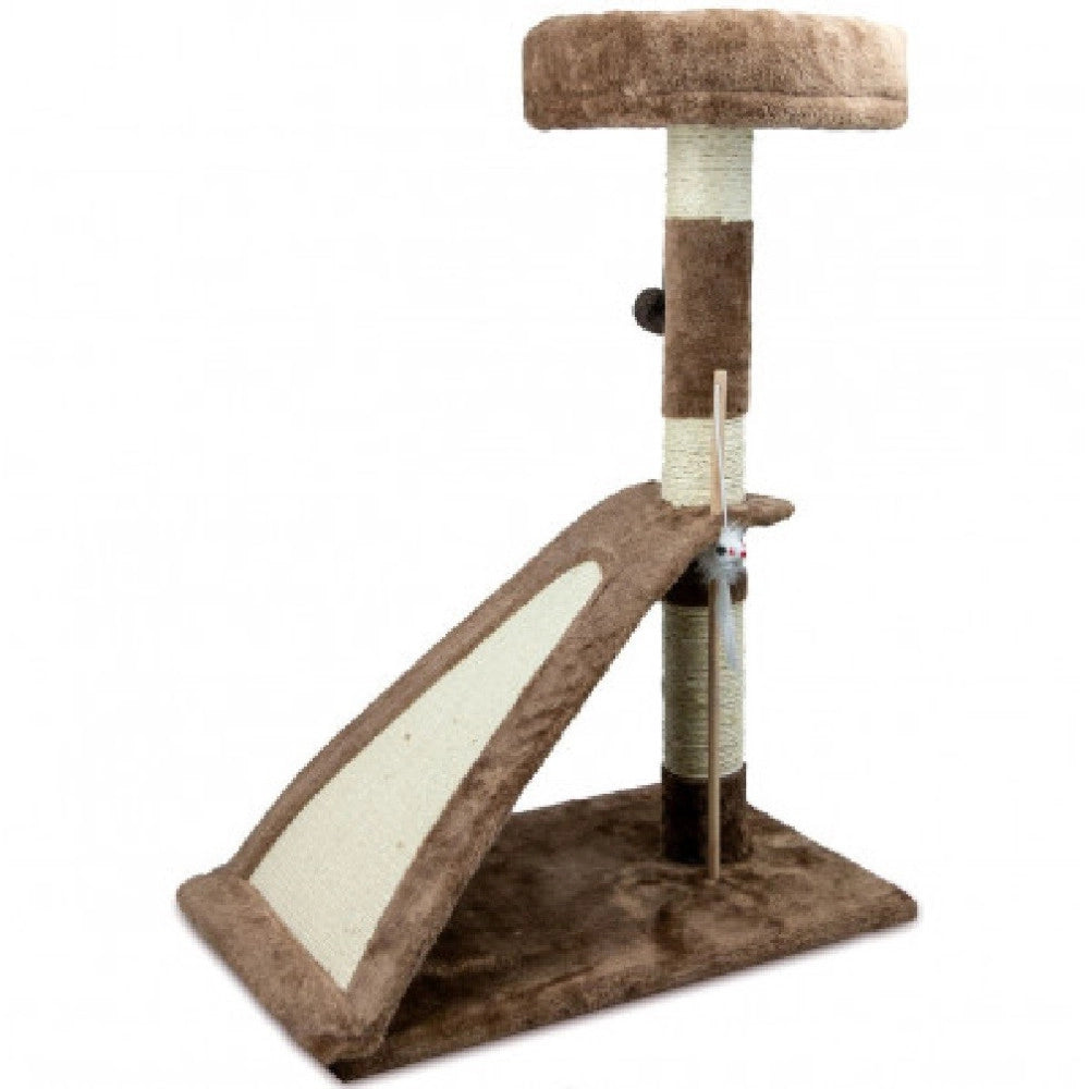 Trade Shop - Tiragraffi Nobleza Albero Gatti Con Corda E Pallina A 2 Piani 50 X 35 X 72 Cm -