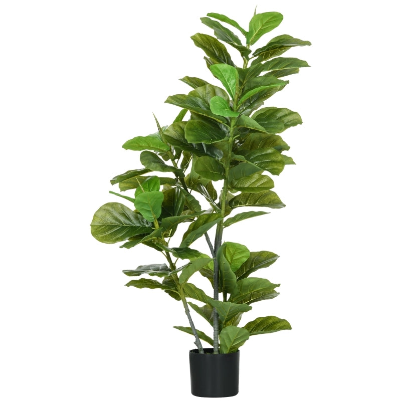 Pianta di ficus artificiale, alta 110 cm con 90 foglie e vaso per soggiorno.