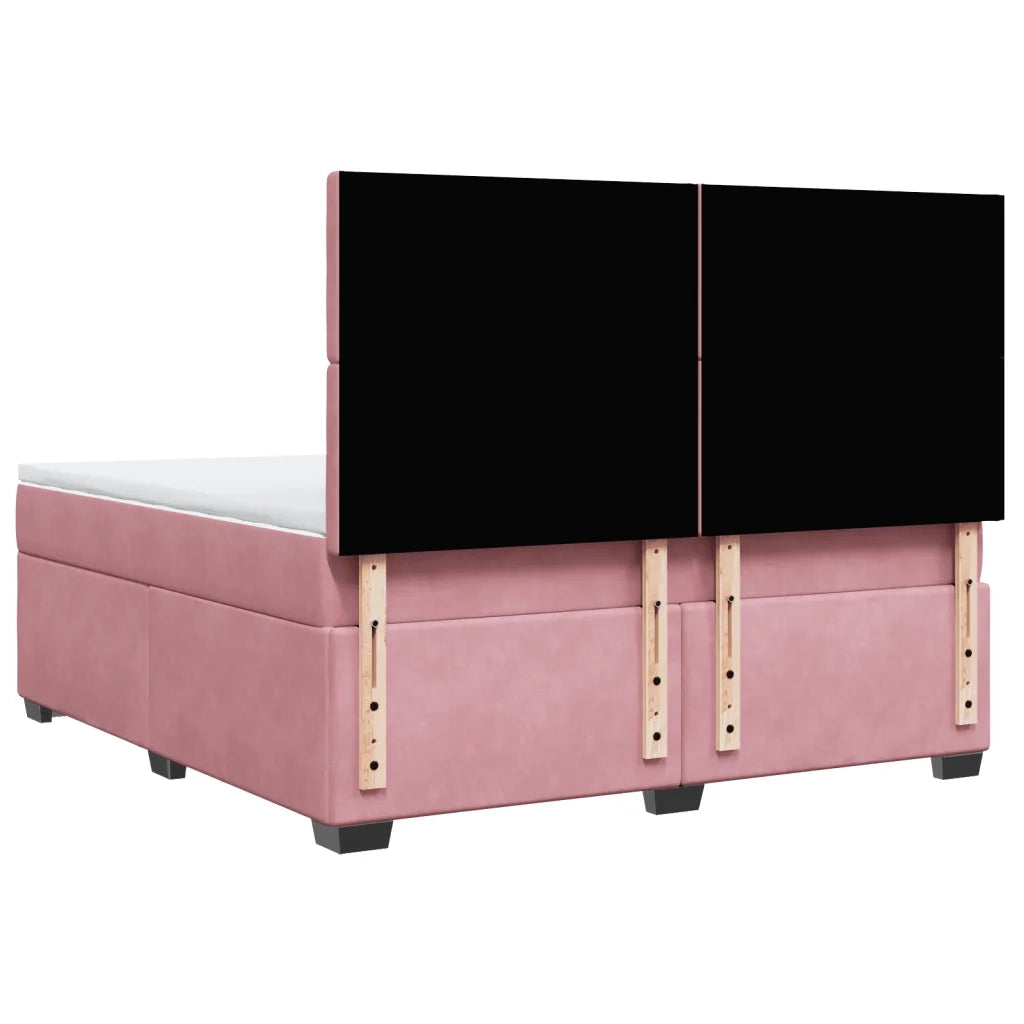 Giroletto a Molle con Materasso Rosa 180x200 cm in Velluto 3290995