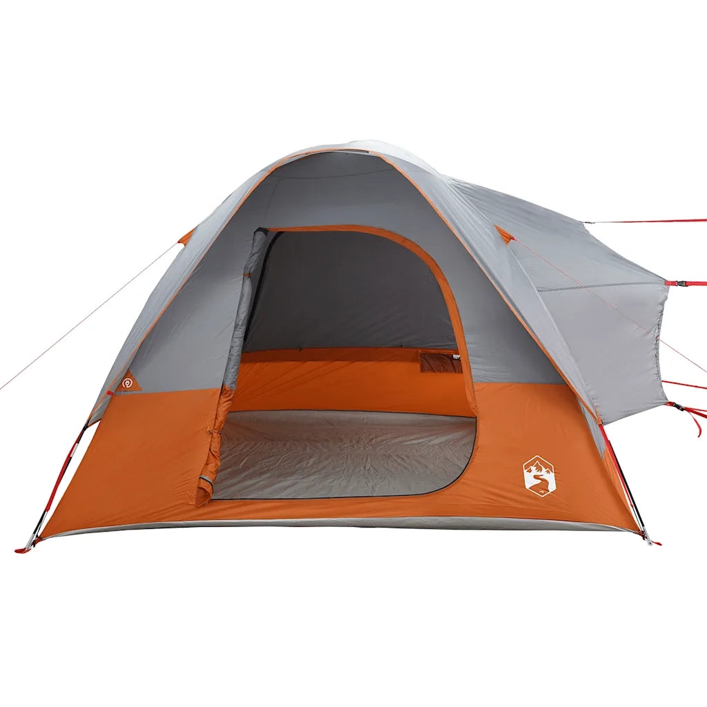 Tenda da Campeggio 4 Persone-Tenda per Escursionismo Grigio e Arancione Impermeabile 389115