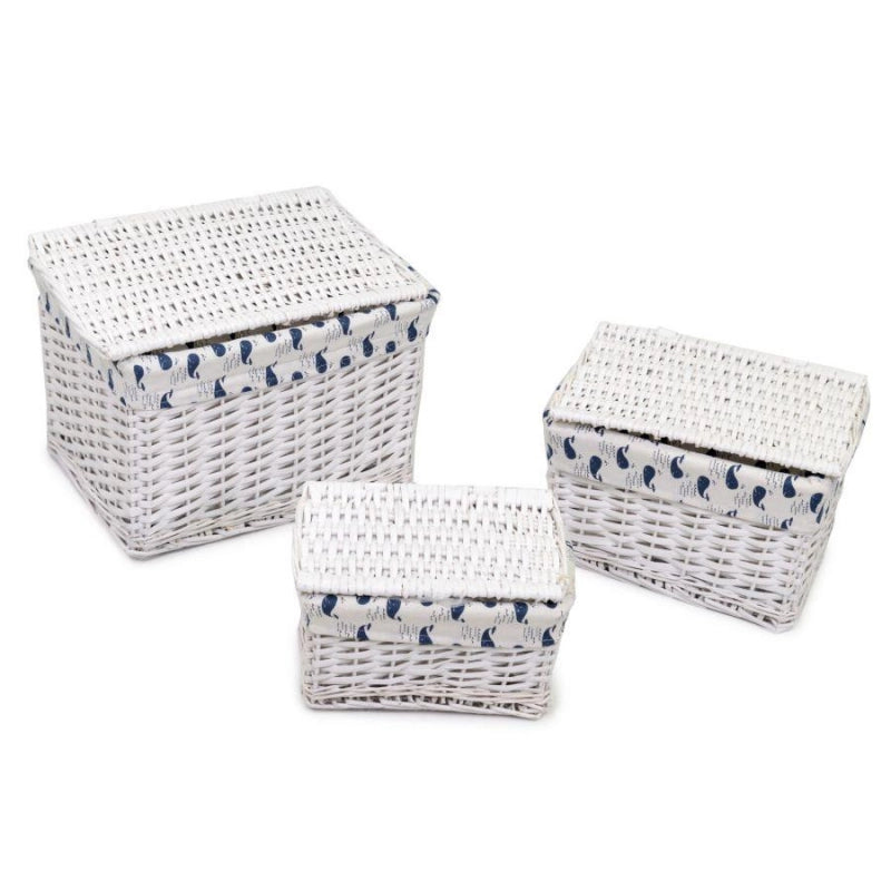 Scatola vimini ismaele 1-3 bianco rettangolare cm 45x35h30