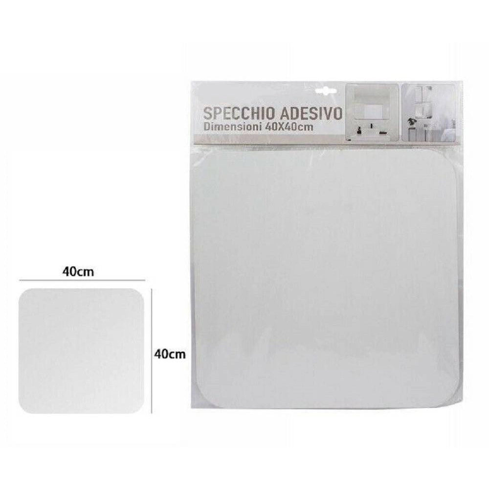 Trade Shop - Specchio Adesivo Forma Quadrata Adesiva Murale Arredamento Casa 40 X 40 Cm -