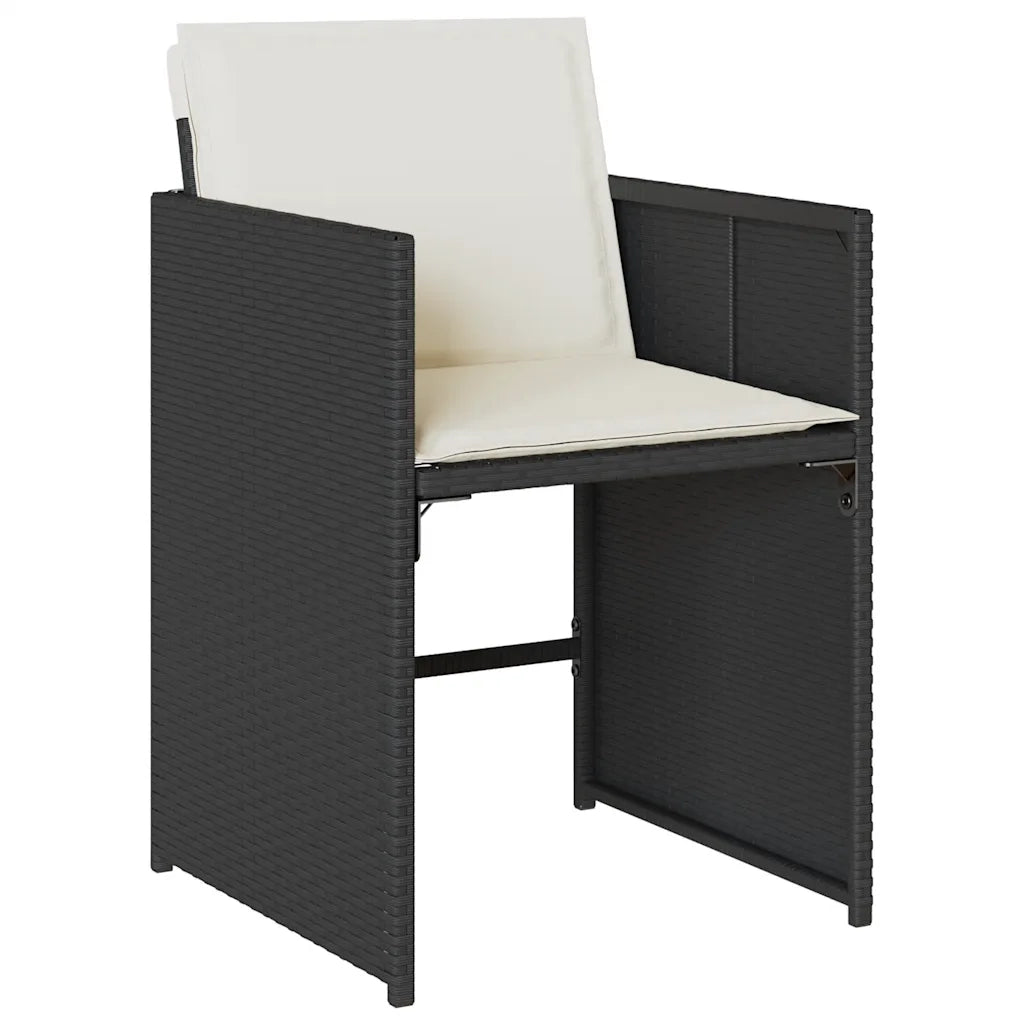 Set da Pranzo da Giardino 15 pz con Cuscini Nero in Polyrattan 3211230