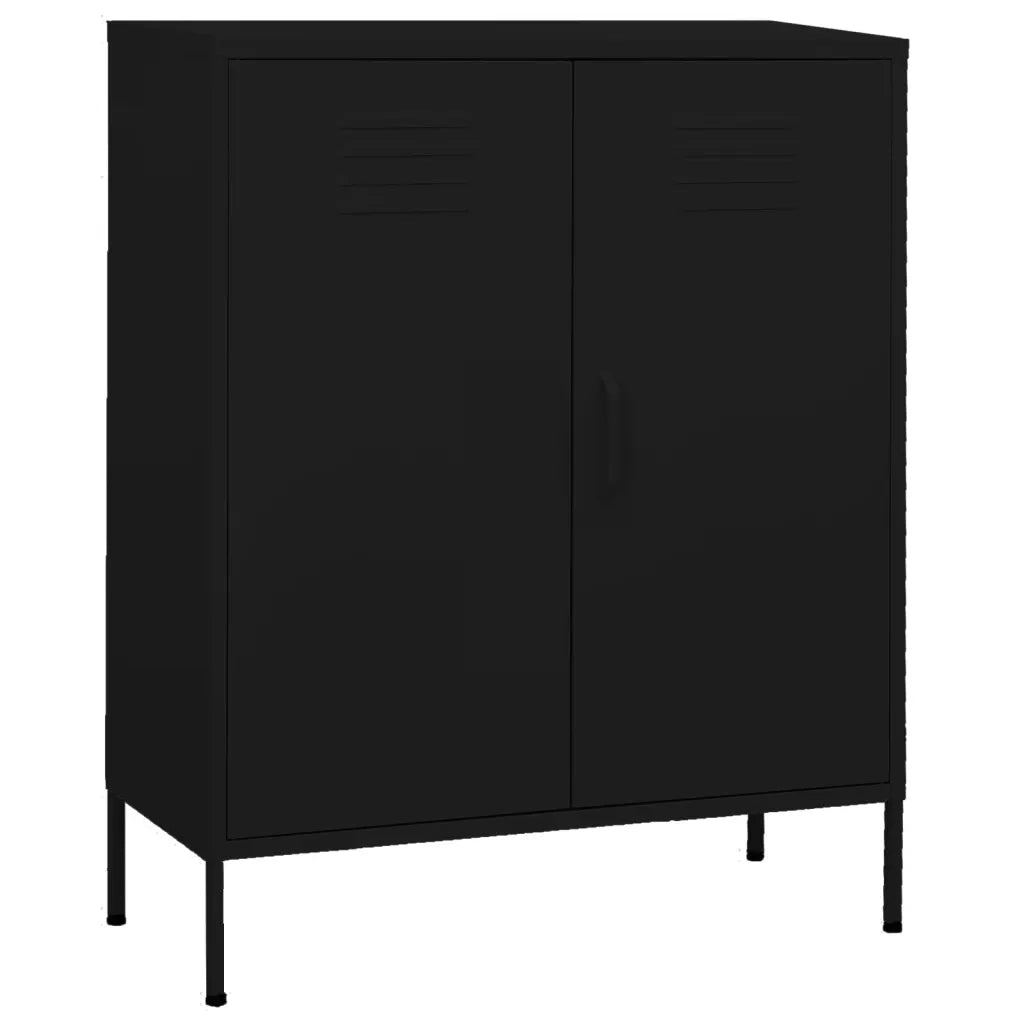 Mobile contenitore pratico 80 x 35 x 101 cm con ripiani regolabili stile moderno acciaio nero 02_0046860