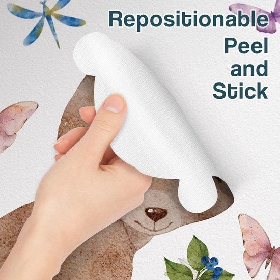 Decorazione per bambini ecologica e ipoallergenica, stoffa morbida e riutilizzabile, effetto Bing Cartoon Flop Pando Sula, adesiva per parete per nursery, decorazione per camera da letto dei bambini, carta da parati autoadesiva.
