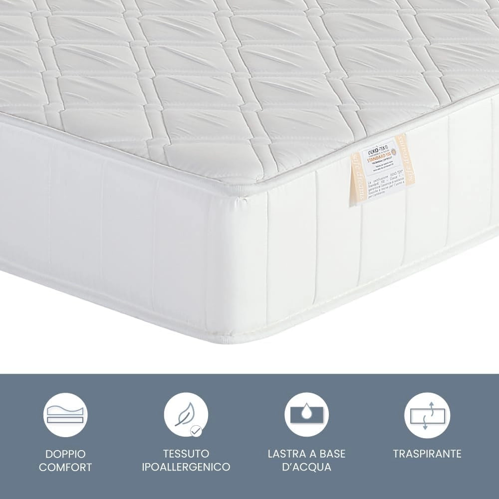 Materasso memory foam 80x190 h20cm ortopedico imbottitura in fibra ipoallergenico traspirante igienico Farmarelax