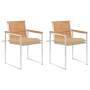 Sedie da Giardino 2 pz con Cuscini in Legno di Teak e Acciaio cod mxl 24292