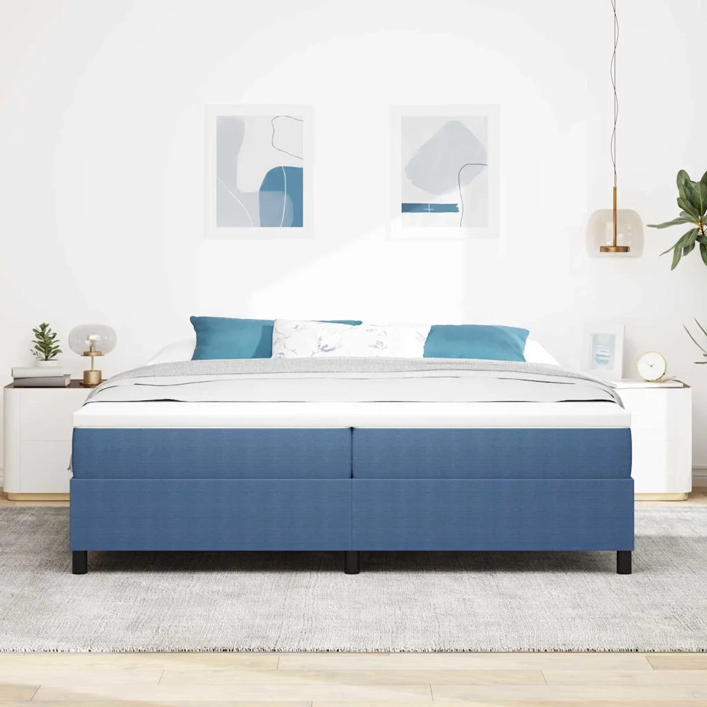 Letto a molle Blu e Bianco 200 x 200 cm Tessuto in Cords 3337485