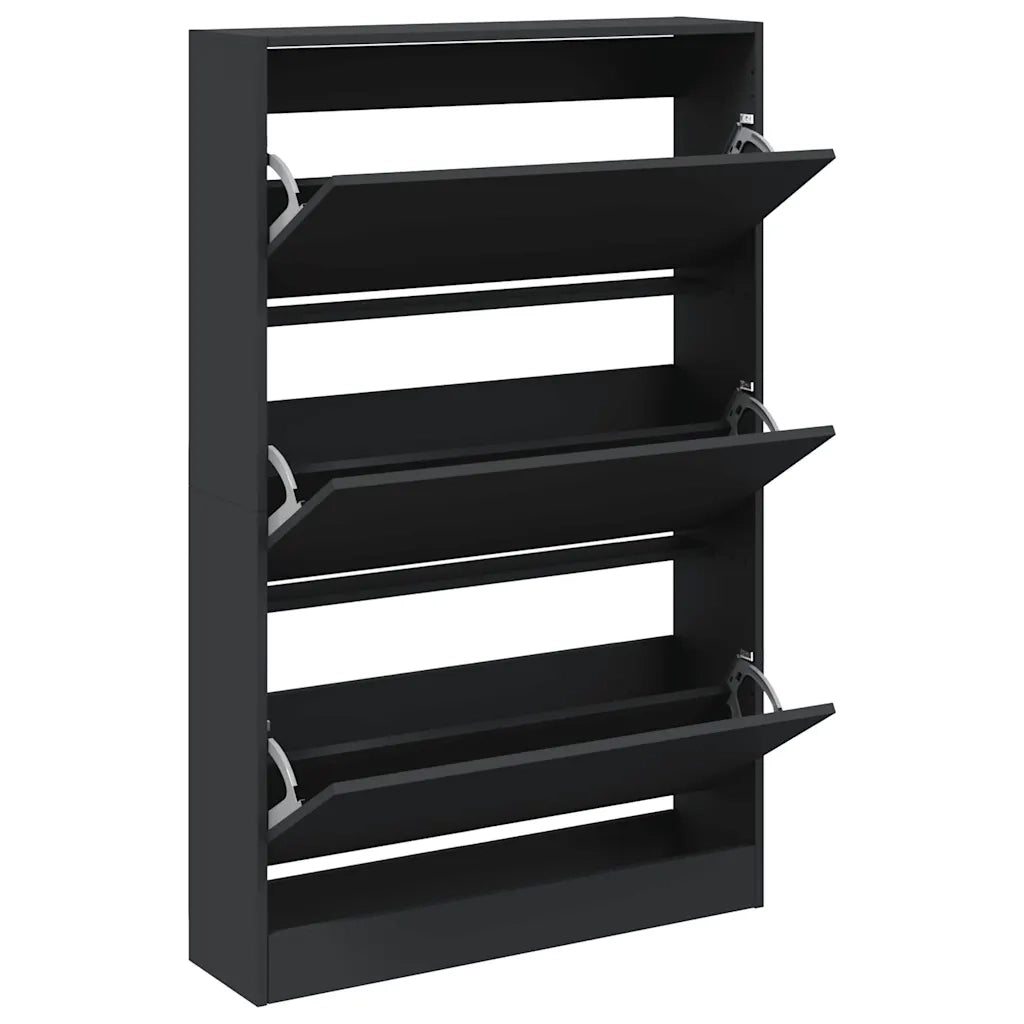 Scarpiera-Scaffale per scarpe Nera 80x21x125,5 cm in Legno Multistrato