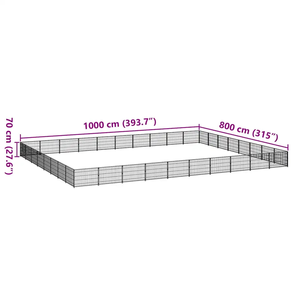 Gabbia per Cani Nera 80 mÂ² in Acciaio cod mxl 40061