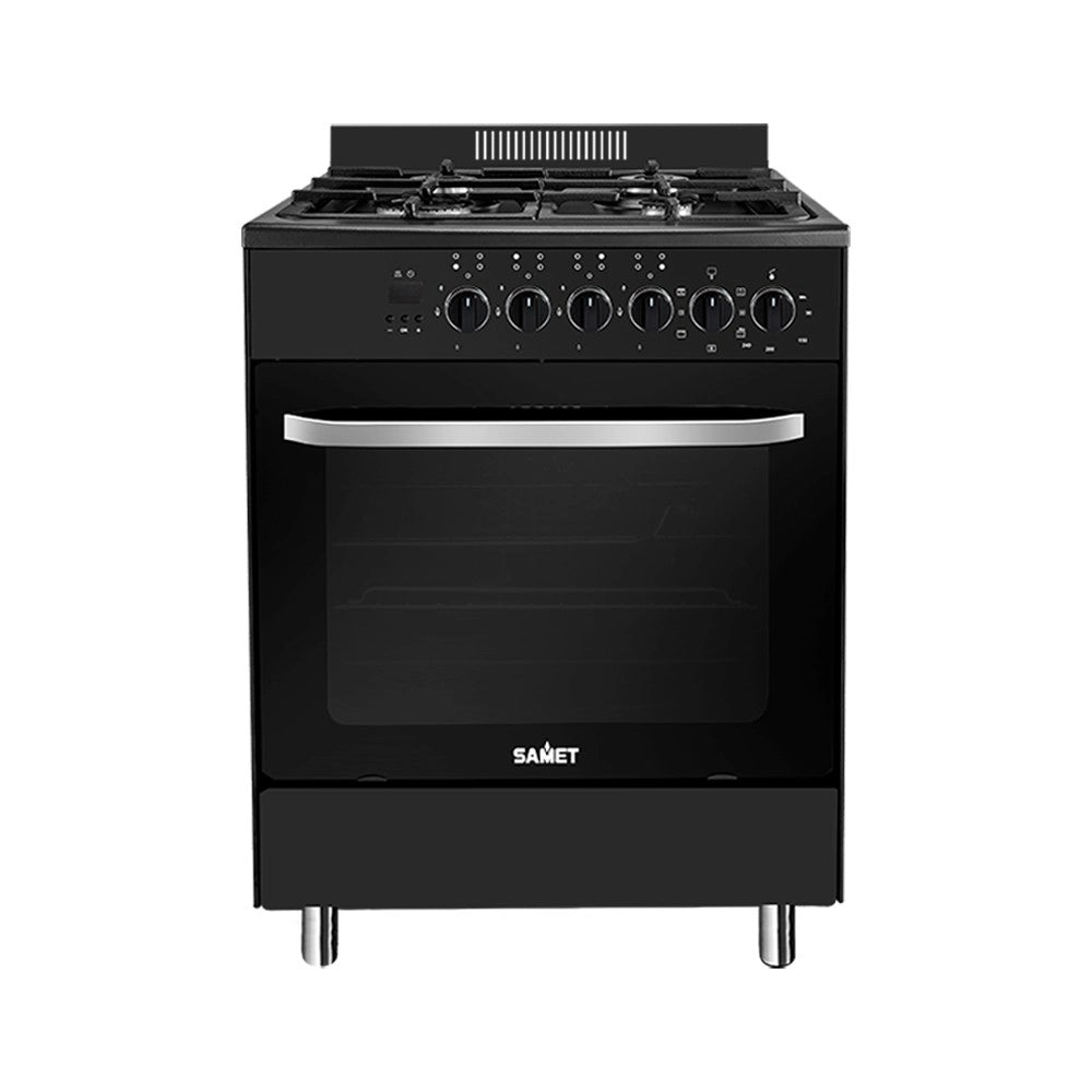 Cucina a Gas Stromboli 60x60 cm nera con Forno Multifunzione Classe A Samet