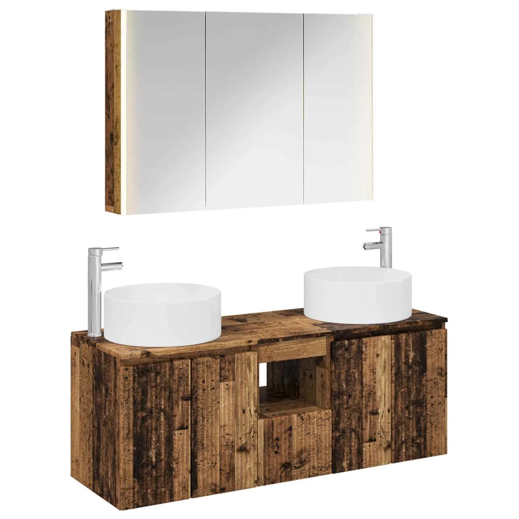 Set di Armadi da Bagno 4 pcs Legno antico 103,5 x 15,5 x 70 cm 3406589