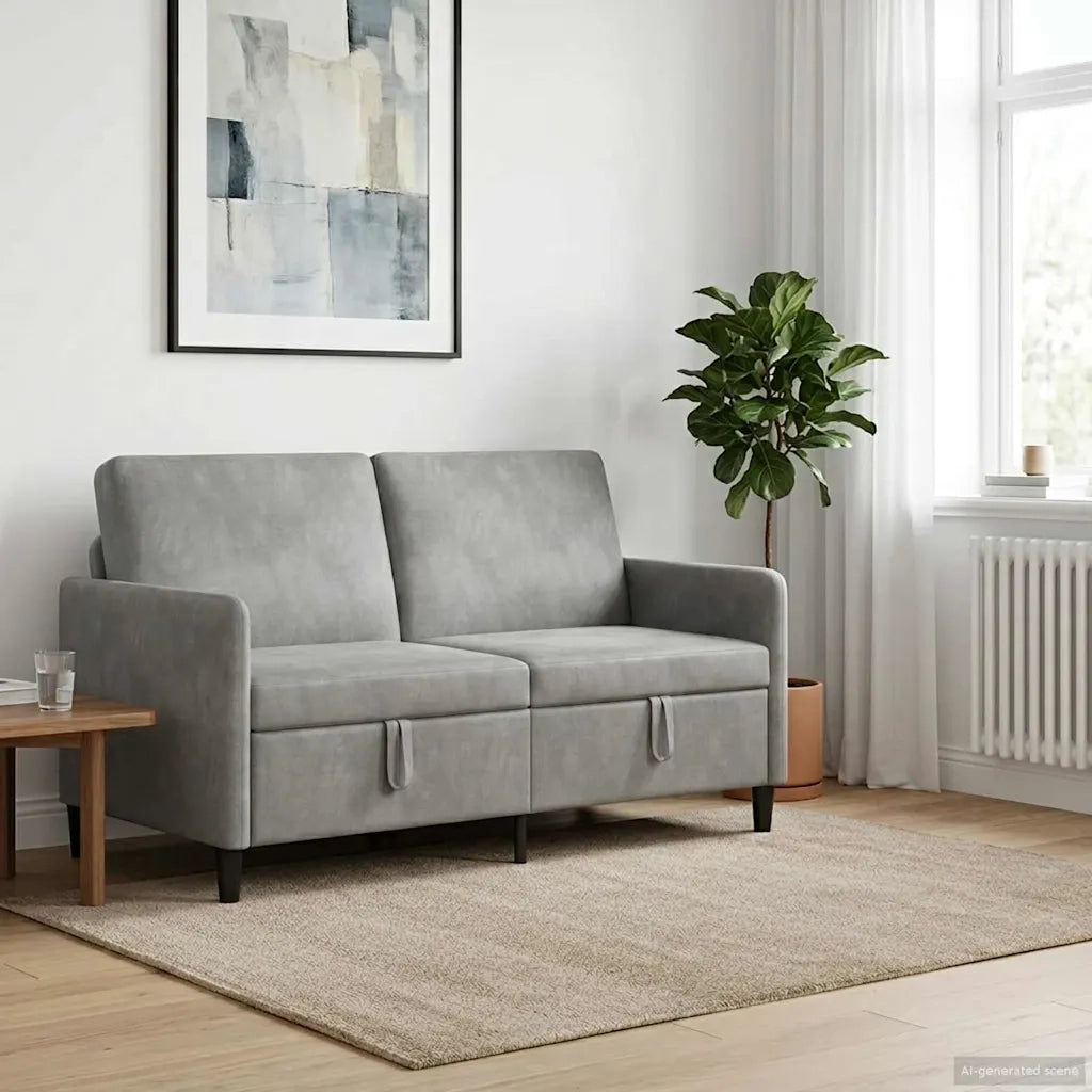 Divano con Storage Grigio Chiaro 152 x 78 x 87 cm Poliestere 42036933