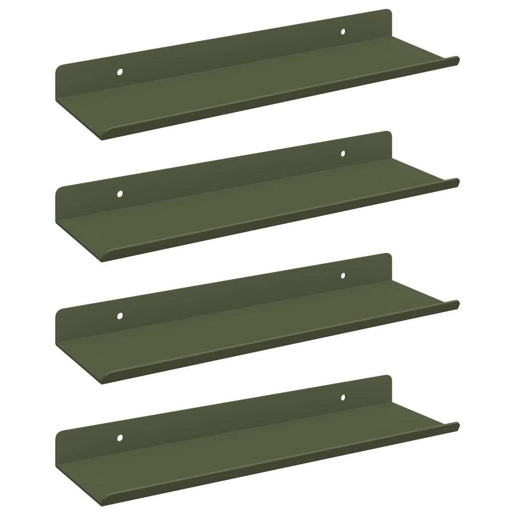 Mensola sospesa 4 pcs Verde oliva 30 x 9 x 2,5 cm Acciaio