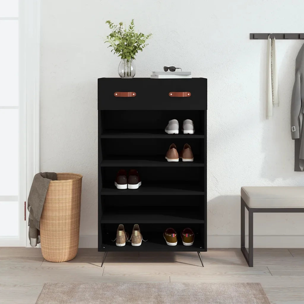 Scarpiera | Mobile per scarpe Nera 60x35x105 cm in Legno Multistrato