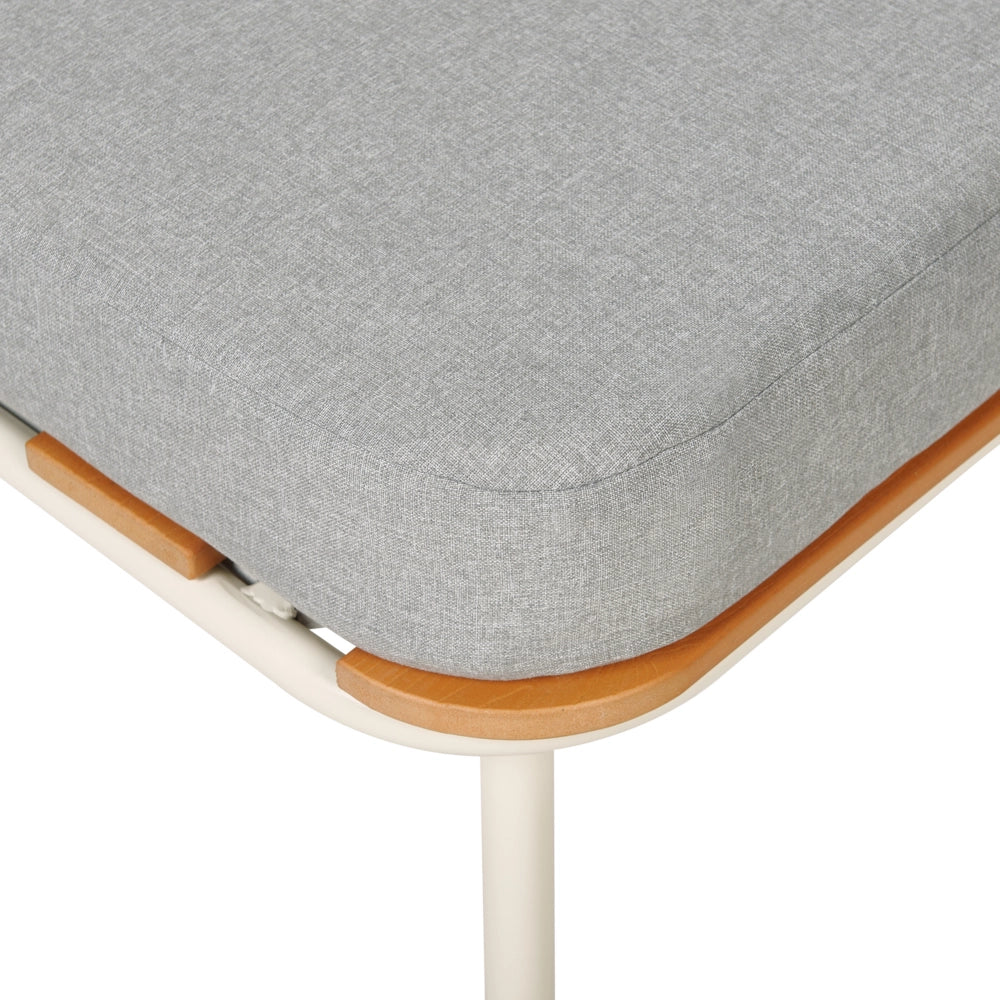 Pouf da giardino con struttura in metallo e cuscino a doghe in legno sintetico Grigio  74 x 74 cm stile elegante