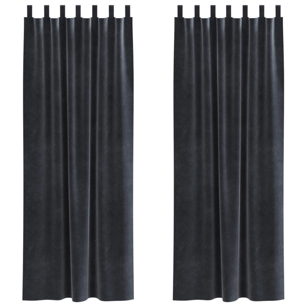 Tende Blackout  con anelli appesi 2 pz Grigio scuro in velluto