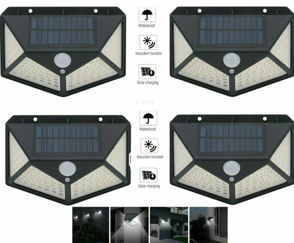 4pcs Lampada luce faretto faro esterno energia solare 114 LED sensore movimento