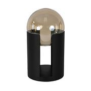 Lampada da tavolo in vetro fumé color ambra e acciaio nero