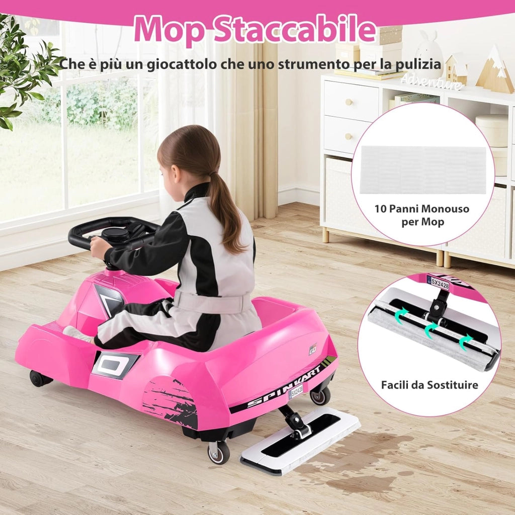 Go Kart Elettrico per Bambini, 12V Macchina Elettrica con Telecomando 3 Velocità Clacson Musica, 2-4 km/h, Regalo per Bambini 2-5 Anni (Rosa)