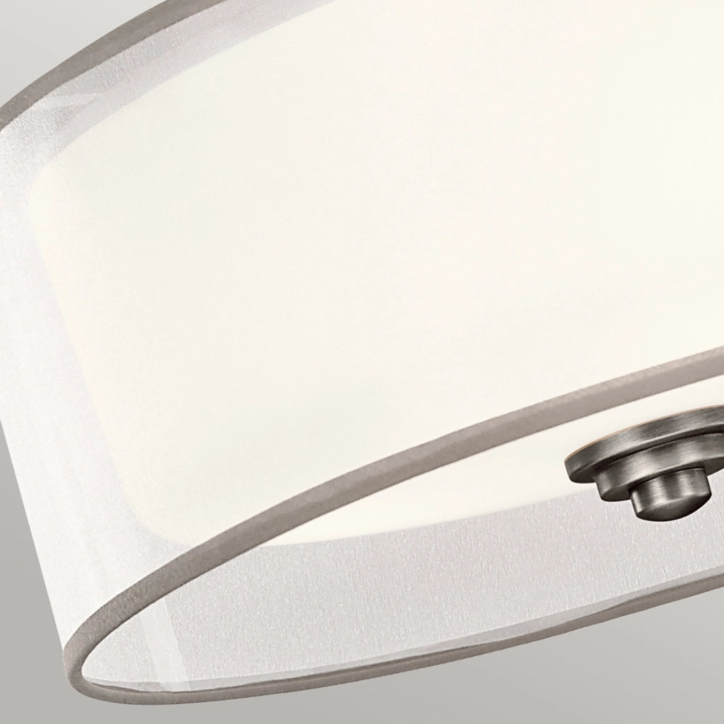 Lampada A Soffitto Contemporanea Lacey Acciaio Peltro Antico Tessuto 3 Luci E27