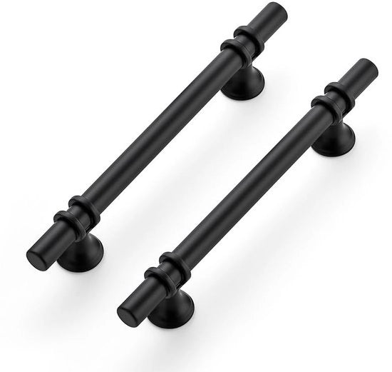 Set di 10 maniglie per armadiere - Base rotonda - Nero