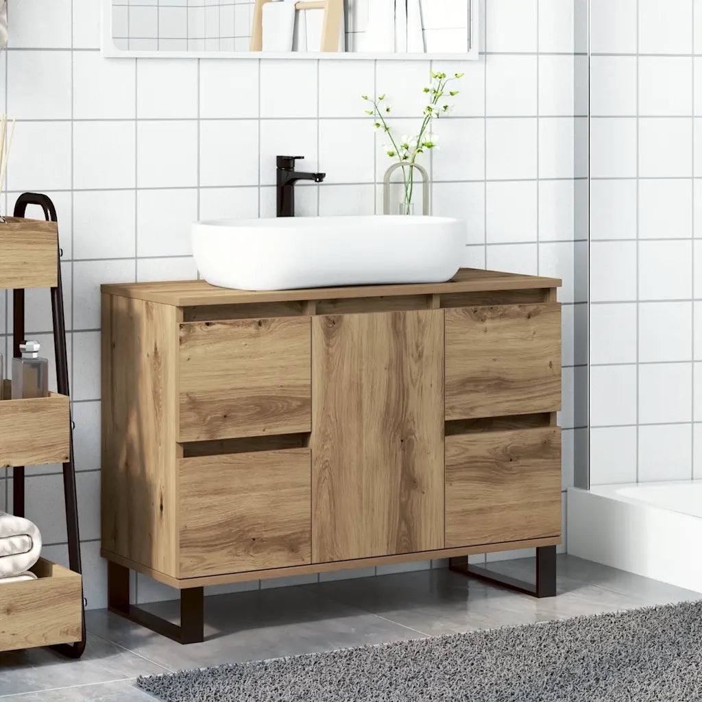 Mobiletto da Bagno | Armadio da bagno Rovere Artigianale 80x33x60 cm in Truciolato