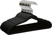 Hangers in Flanella per Bambini - 22 pezzi, Antiscivolo e Spazievitore con Grilletto 360° Rotativo, 35cm, Hangers in Velluto Premium (Nero)