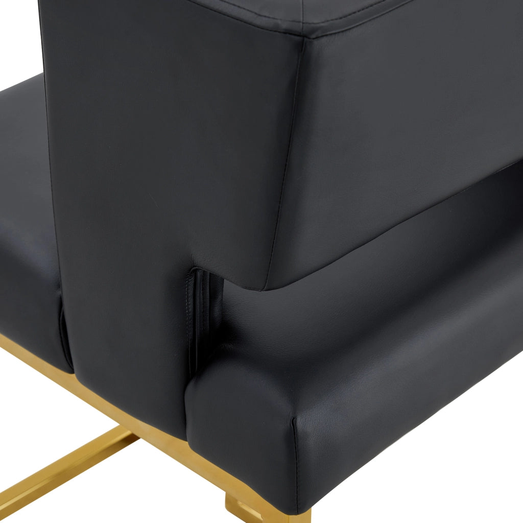 Sgabello da bar quadrato con seduta imbottita in PU e gambe metalliche dorate stile nordico nero e oro 91,4 cm