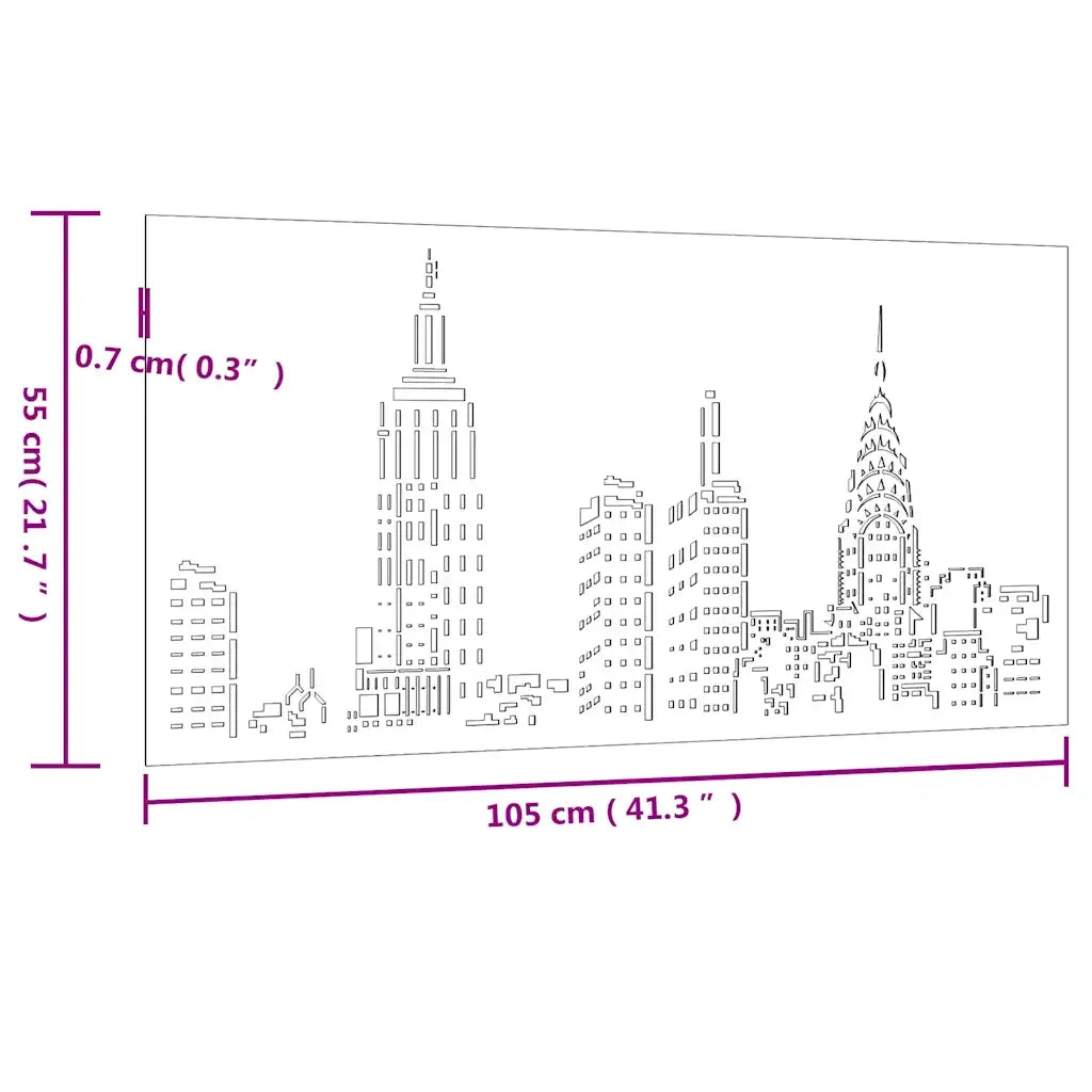 Decorazione Muro da Giardino 105x55cm Skyline in Acciaio Corten 824497