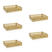 Cassette contenitori in Legno naturale Fiammato da 5 Pezzi 24 x 14 x h 5 cm