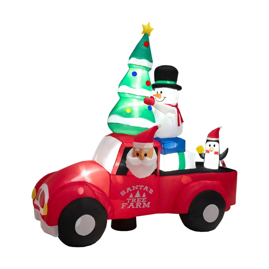 Babbo Natale gonfiabile largo alla guida di un'auto con LED e soffiatore, Decorazione gonfiabile 240cm-Gonfiabili natalizi
