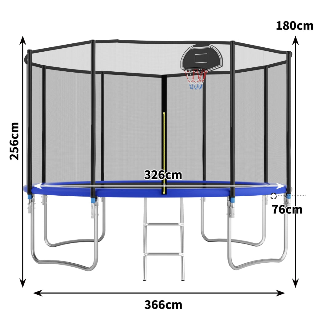 Trampolino da giardino 366 cm ¨C zephmum ¨C robusto per adulti e bambini