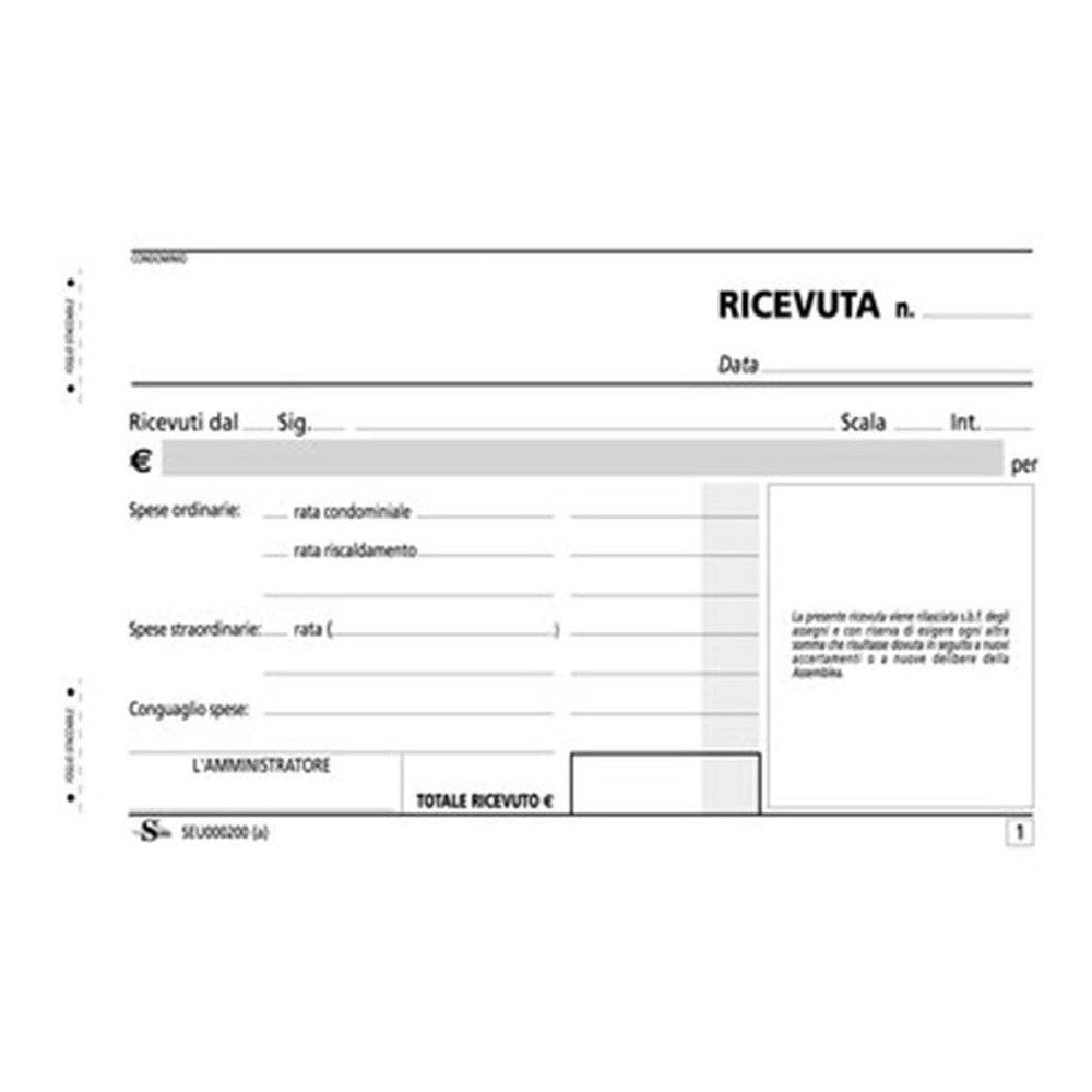 Trade Shop - Set 3 Pezzi Ricevute Ricevuta Condominio 100x170 Copia 50 Fogli X2 Contabilita' -