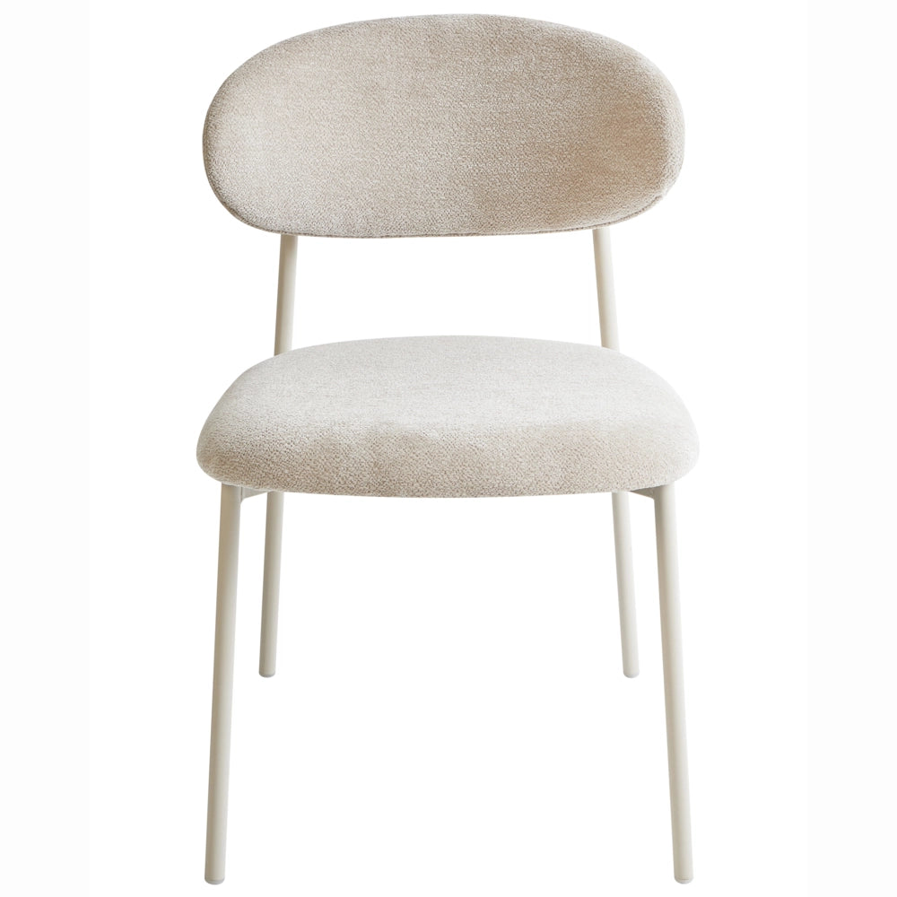 Set di 2 sedie da pranzo imbottite senza braccioli beige chiaro base in metallo design moderno