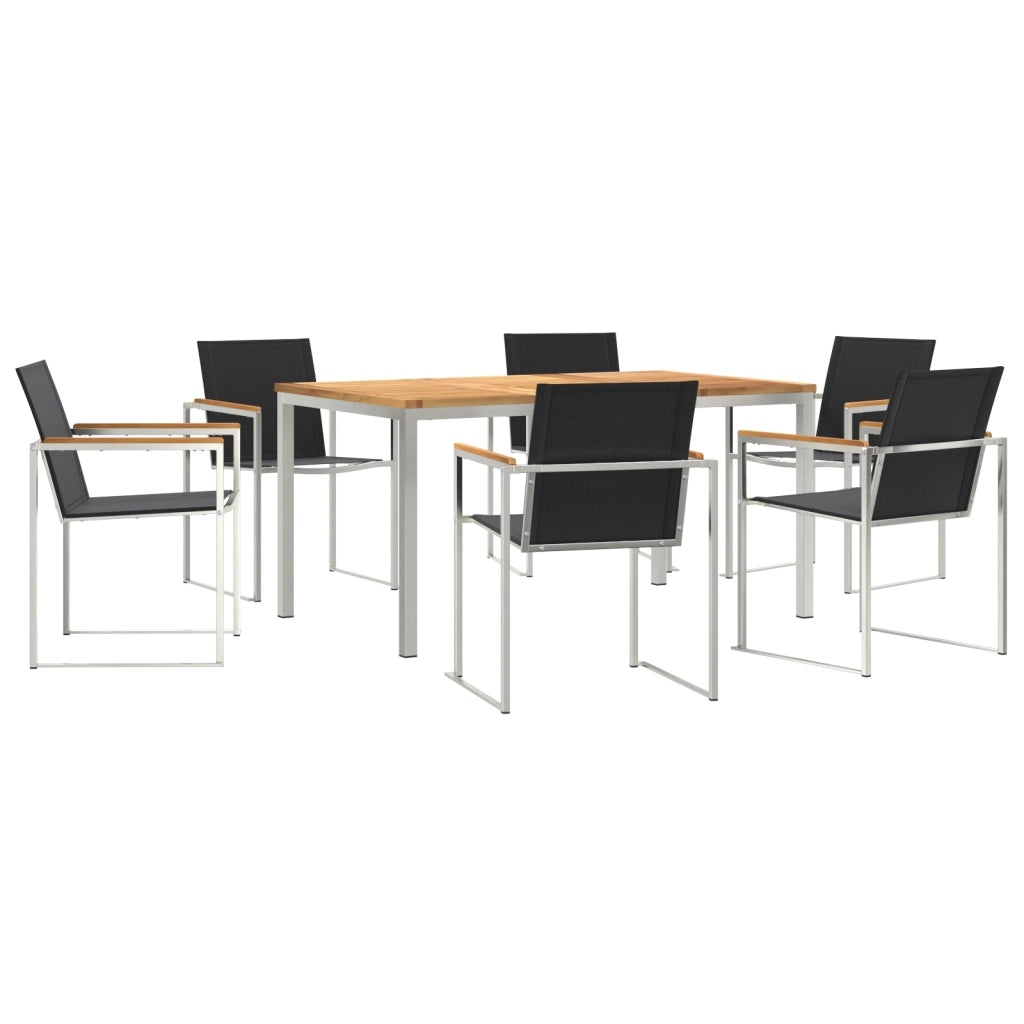Set da pranzo da giardino  da 7 pezzi in legno massiccio di teak