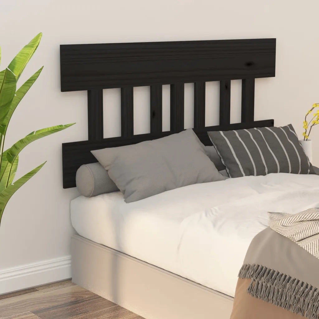 Testiera per Letto-Testata-Testiera Decorativa Nera 163,5x3x81 cm in Legno Massello di Pino