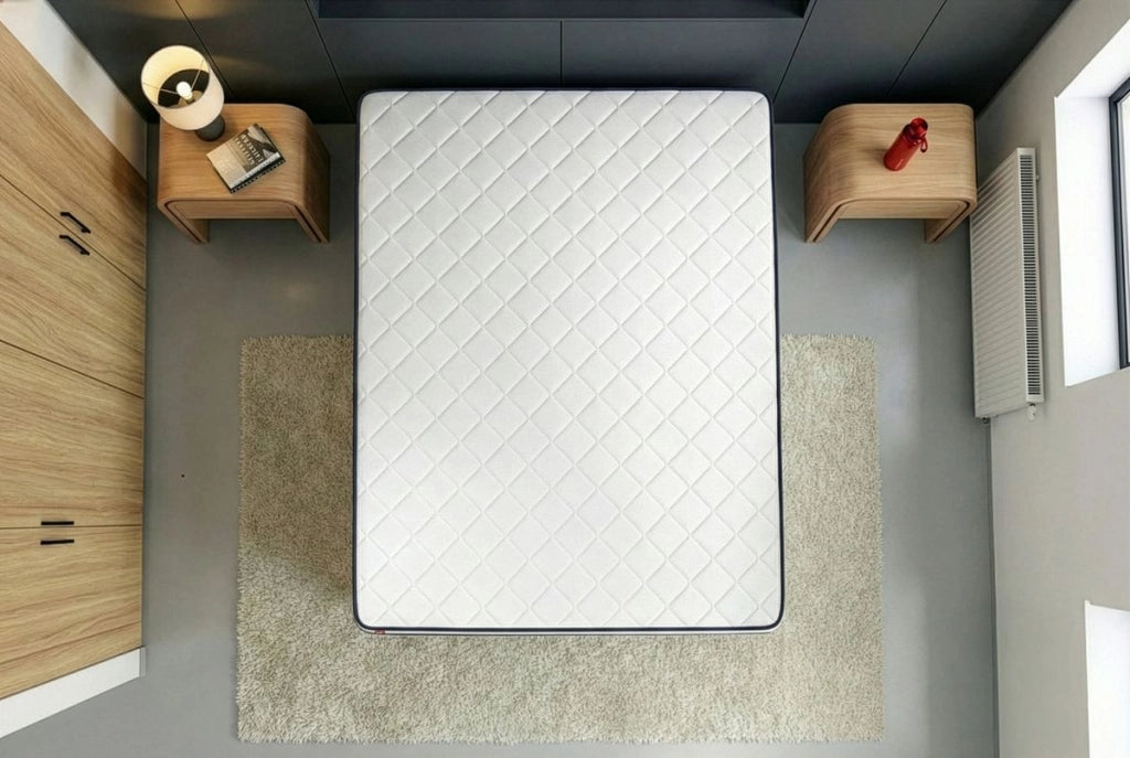 Pacchetto letto completo - Materasso 140x200cm + Box spring con doghe (kit) + 2 cuscini + Piumino - Forma