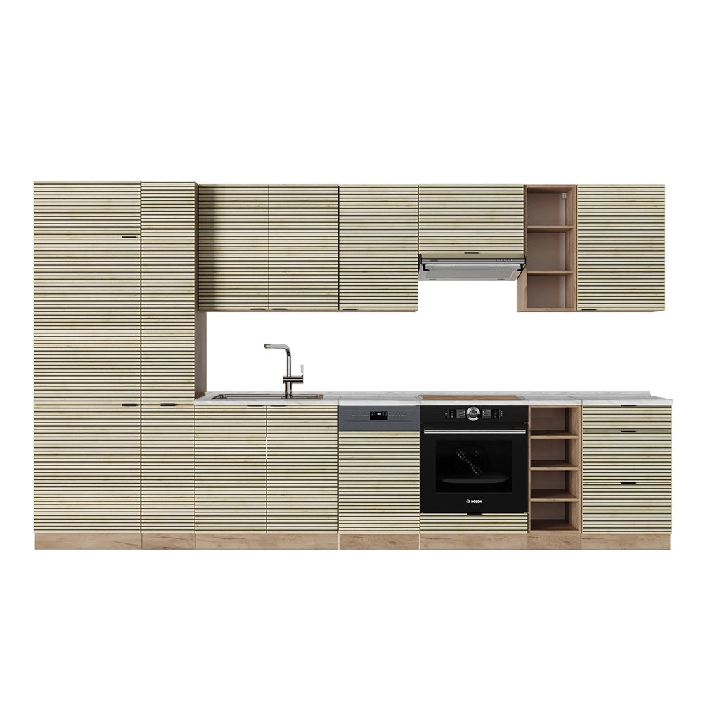 Vicco Cucina componibile Pannello in rovere/rovere goldkraft 355 cm , PL Marmo