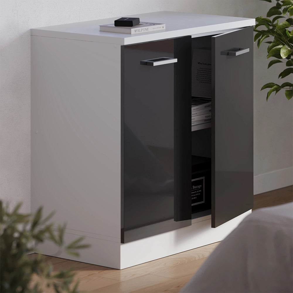 Mobile per mansarda Rion Antracite lucido/Bianco 80 x 83.8 cm senza inclinazione con 2 ante Vicco