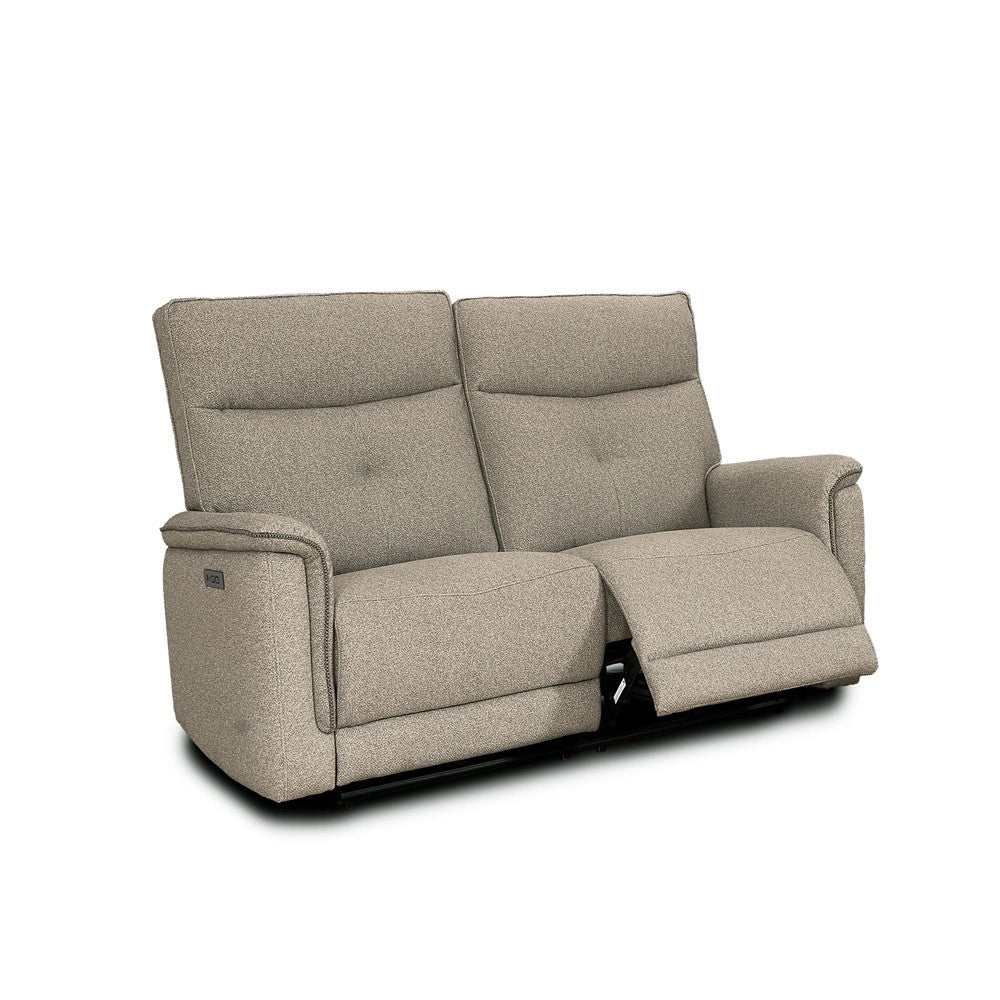 Divano recliner Elysio 2 posti elettrico in tessuto sabbia 157 cm