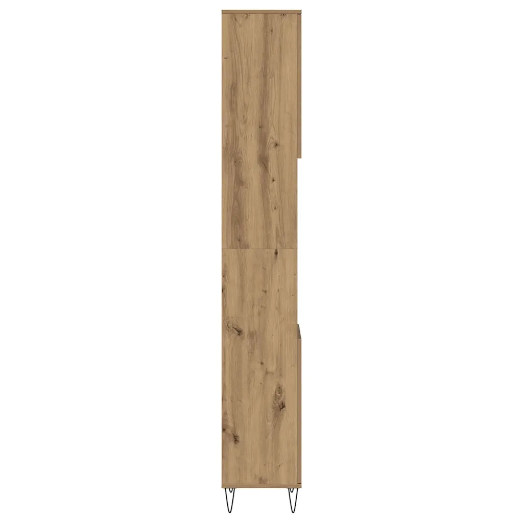 Armadietto Bagno | Armadio da bagno Rovere 30x30x190 cm Legno Multistrato