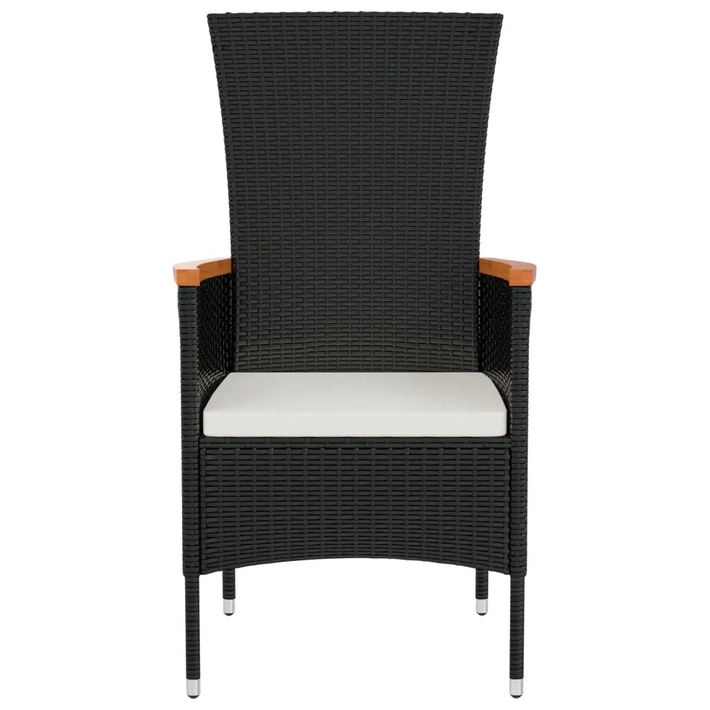 Sedie da Giardino con Cuscini 4 pz | Sedie da Esterno in Polyrattan Nere