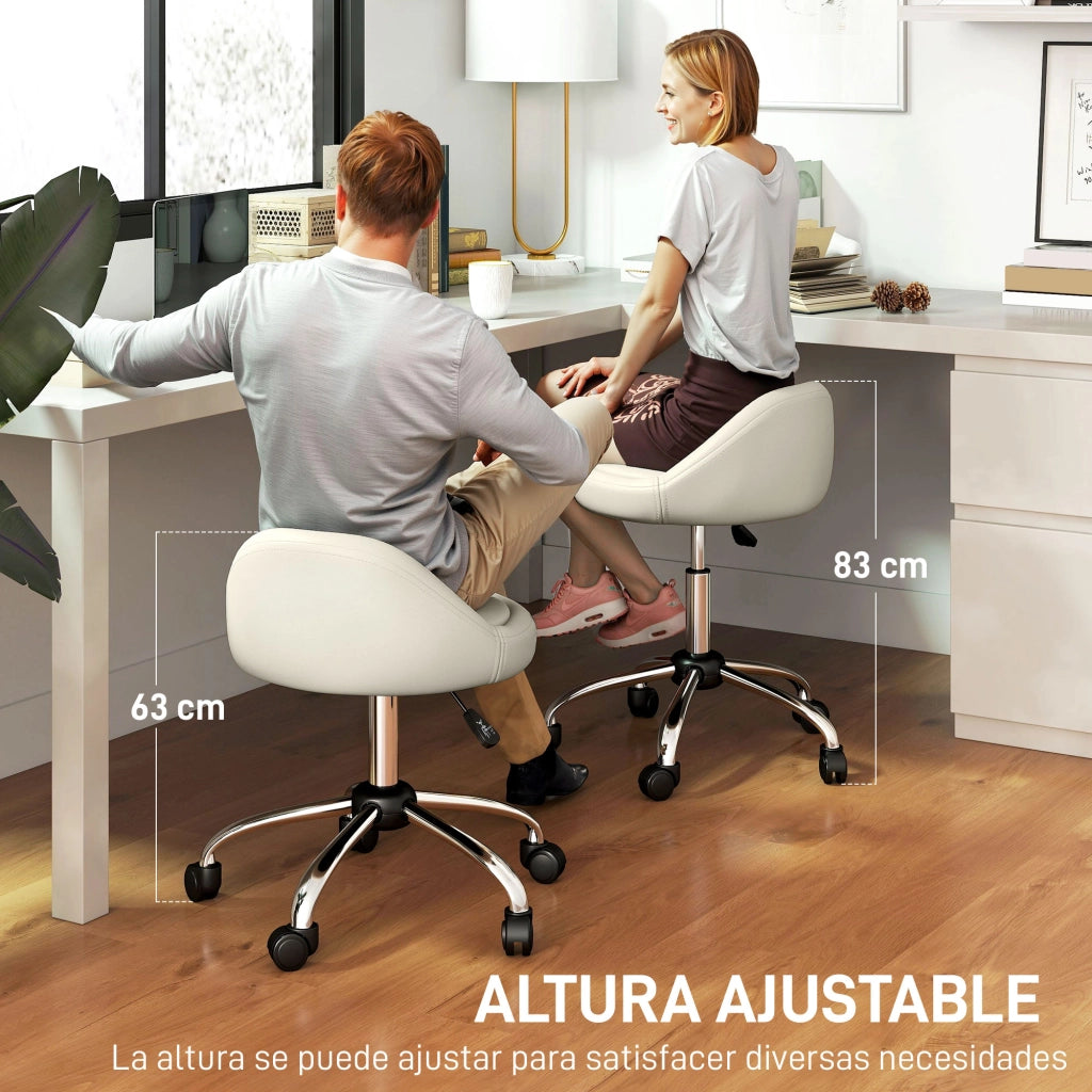 Sgabello da Bagno con Ruote e Altezza Regolabile ¨C zephmum ¨C Bianco ?50x63-83 cm
