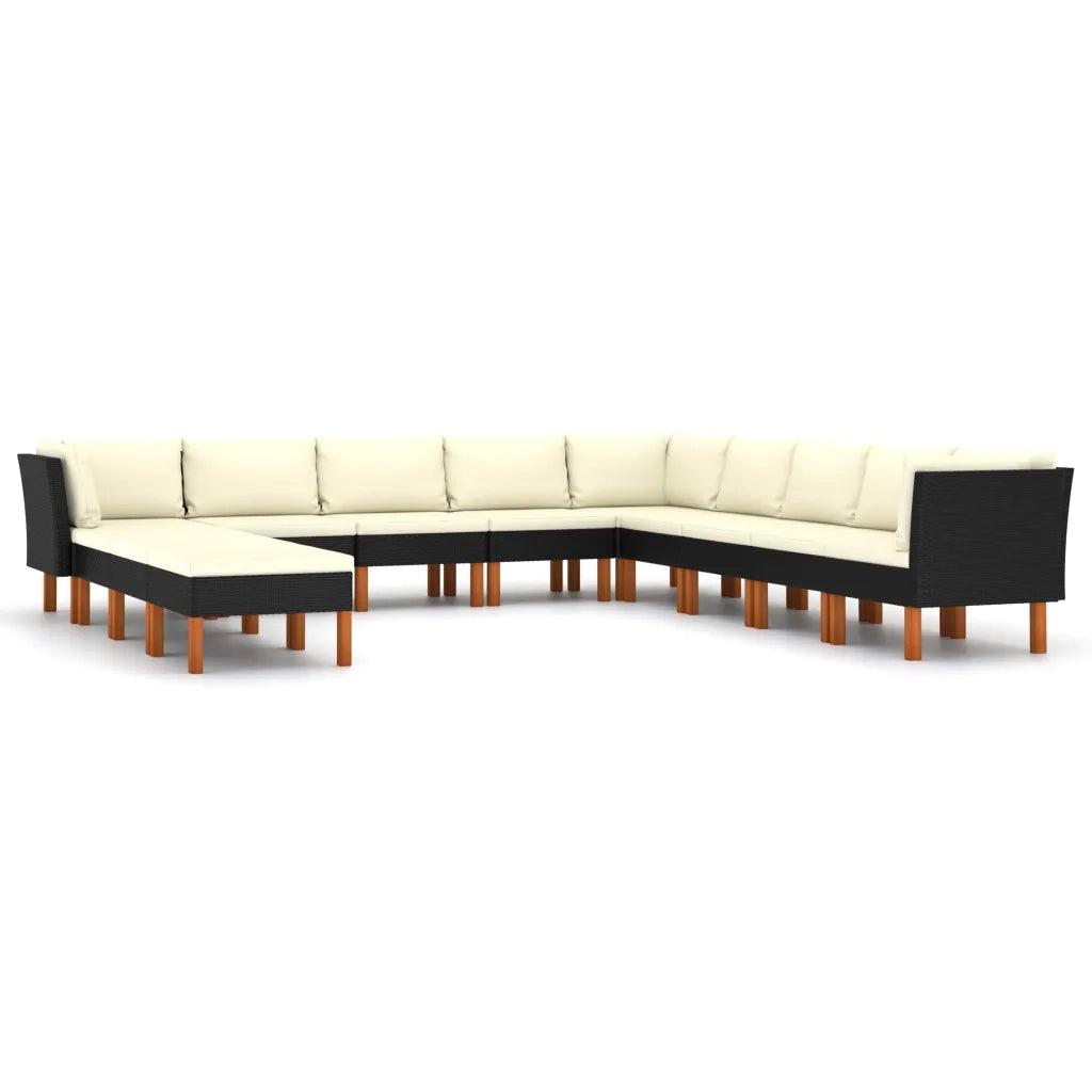 Set Divani da Giardino 12 pz con Cuscini in Polyrattan Nero cod mxl 39458