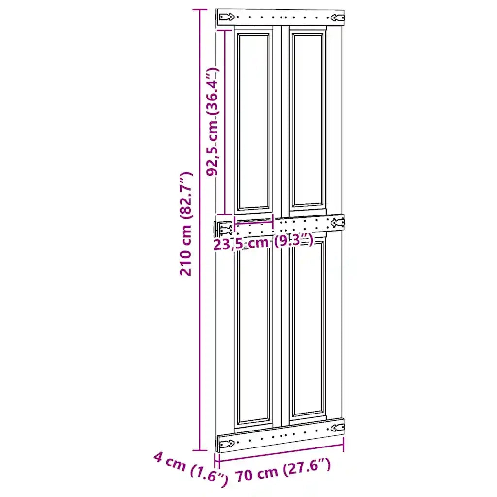 Porta del fienile Corona 70 x 210 cm Legno Massello di Pino 42021201