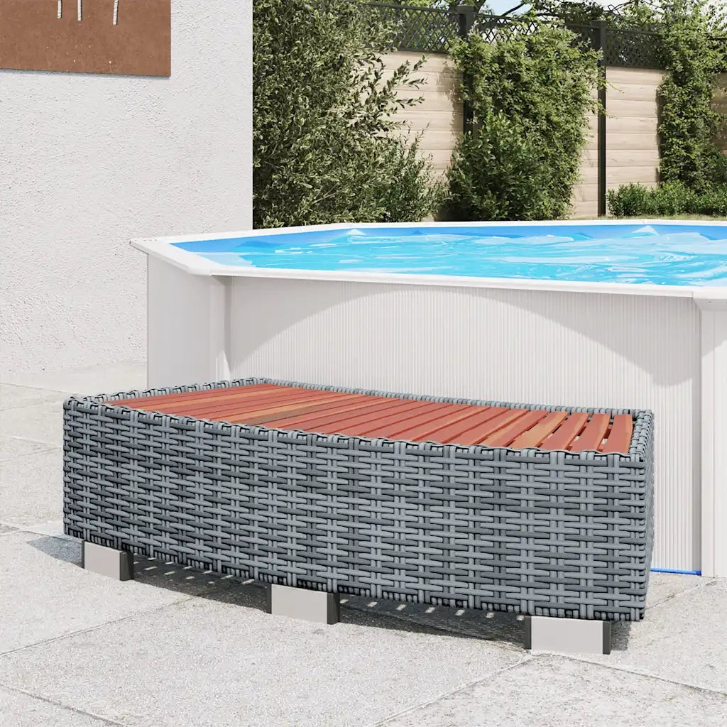 Scalino per Spa Grigio in Polyrattan 92x45x25 cm 46461