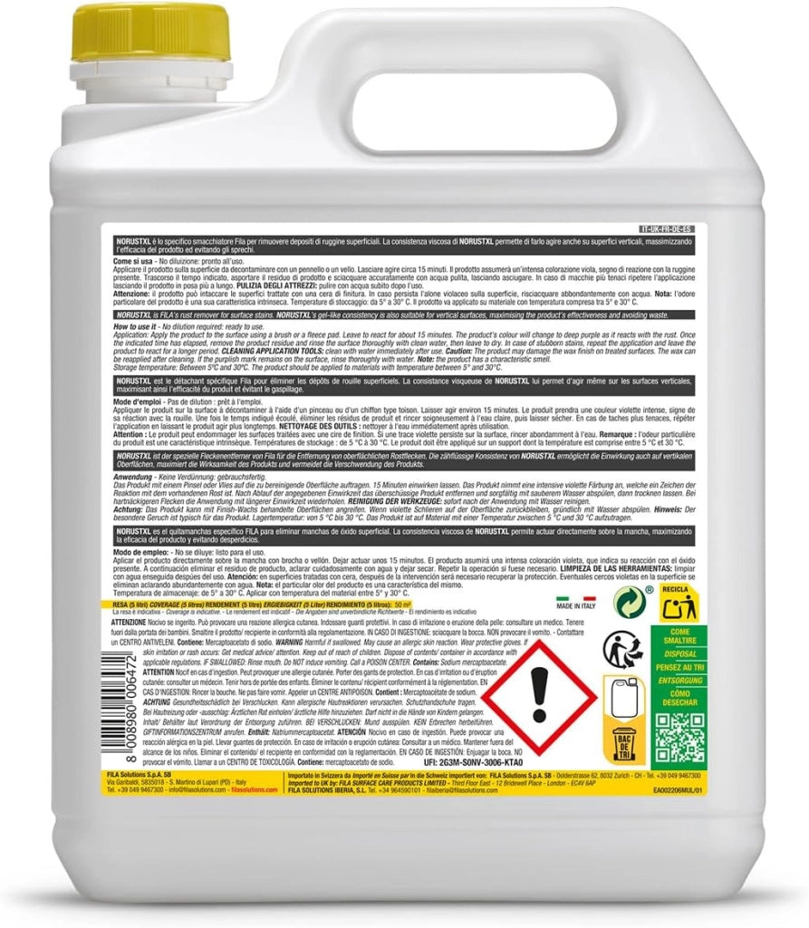 Fila no rust xl 5 l smacchiatore ruggine non acido marmo e gres