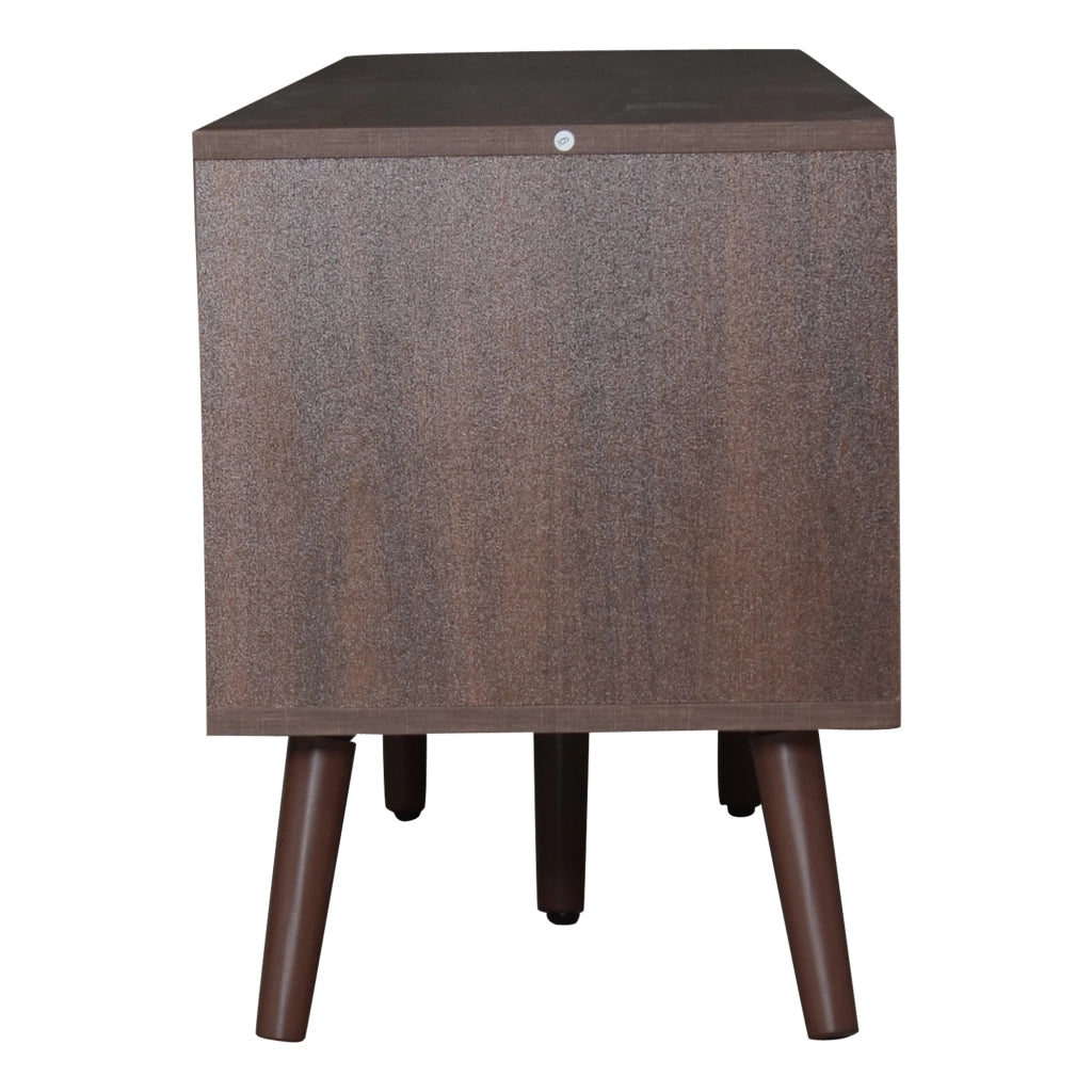 Mobile TV con 2 Ante in Rattan e 2 Cassetti; 8 Piedi; Stile Moderno; Soggiorno; in Pannello Truciolare; Marrone; 200??37??49;5 cm
